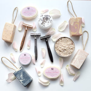 All the Aphrodite Razors eco friendly products - high quality safety razors and body products to enhance your shaving experience, including our Rose and Cardamom Body Scrub